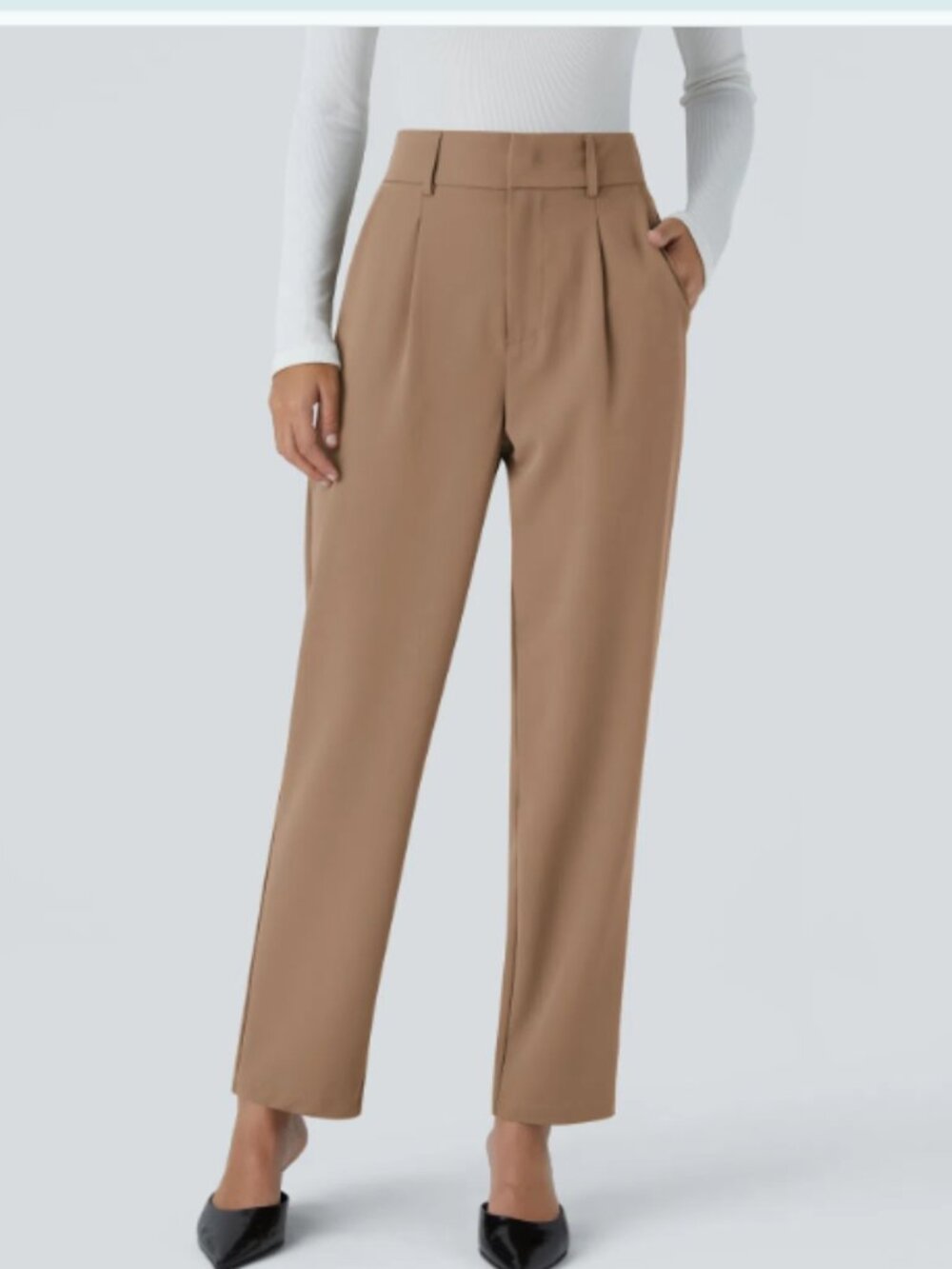 NWT Halara Flex High Waisted Solid Work Tapered Pants Cartouche Tan Large